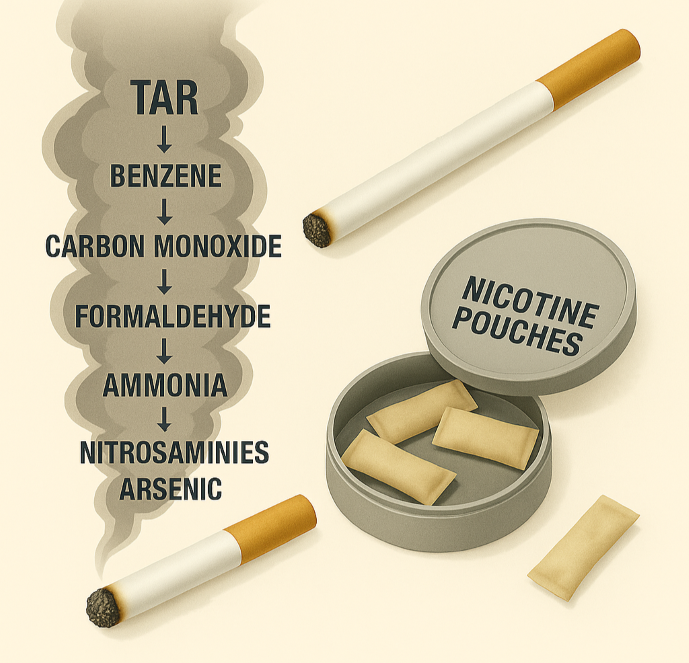 Composition of tobacco smoke and cigarettes